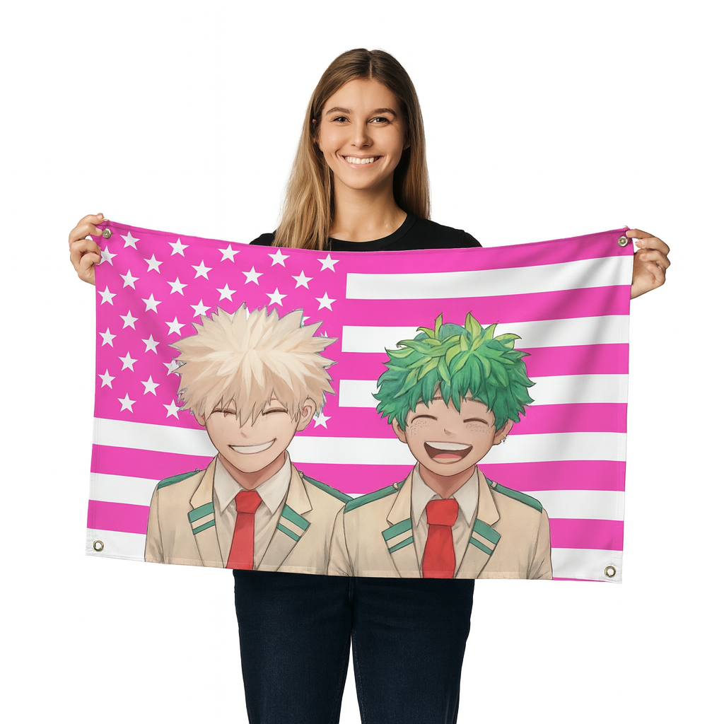 Bakugo & Midoriya „Helden-Lächeln“ Flagge – My Hero Academia™