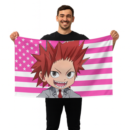 Eijiro Kirishima „Chibi-Schüler-Stil“ Flagge – My Hero Academia™