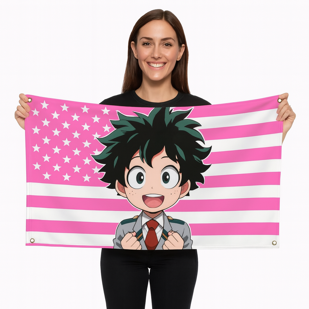 Izuku Midoriya „Chibi-Schüler-Stil“ Flagge – My Hero Academia™