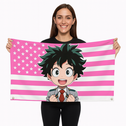 Izuku Midoriya „Chibi-Schüler-Stil“ Flagge – My Hero Academia™