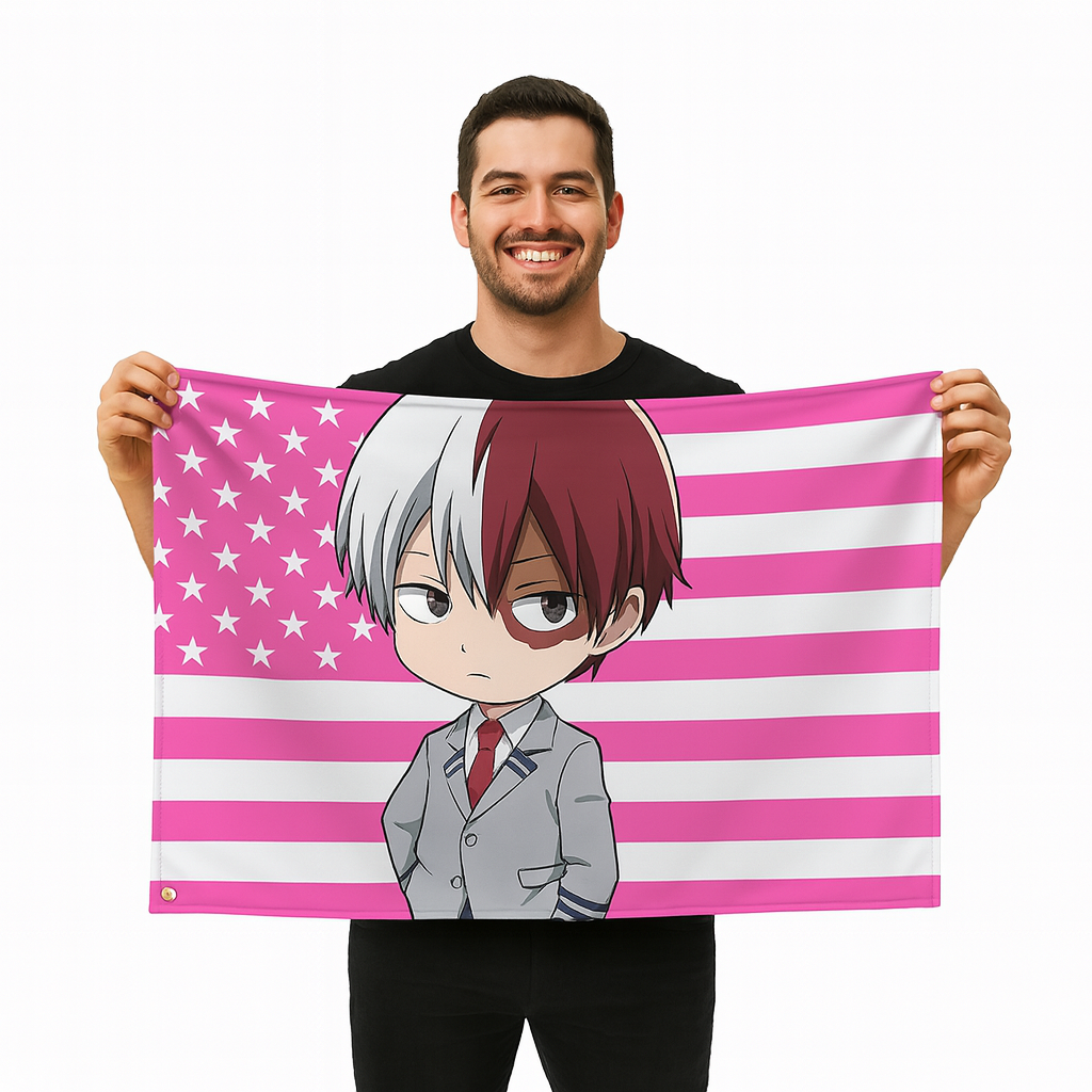 Shoto Todoroki „Chibi-Schüler-Stil“ Flagge – My Hero Academia™
